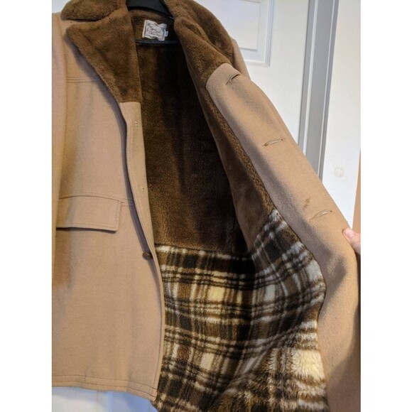 Mens Vagabond Coat Heavy Faux Sherpa Collar Vintage 38 - Picture 6 of 10